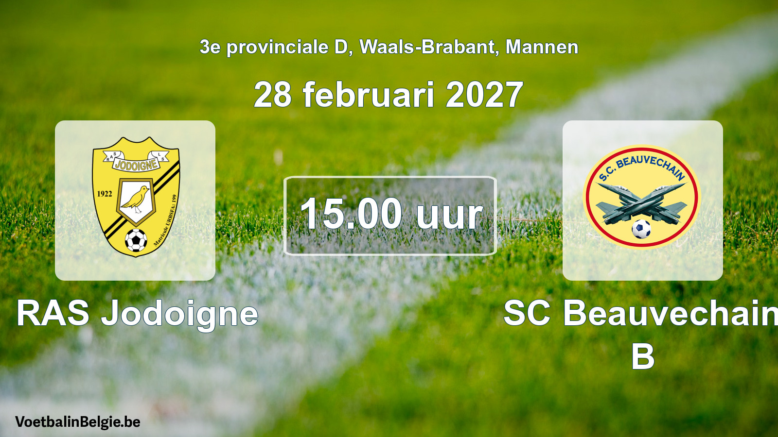 Geplande wedstrijd mannenvoetbal: RAS Jodoigne - SC Beauvechain B (28 februari 2027)