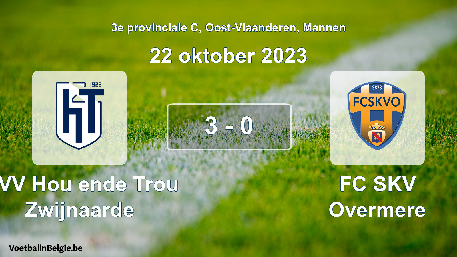 Gespeelde wedstrijd mannenvoetbal: KVV Hou ende Trou Zwijnaarde - FC SKV Overmere 3 - 0 (22 oktober 2023)
