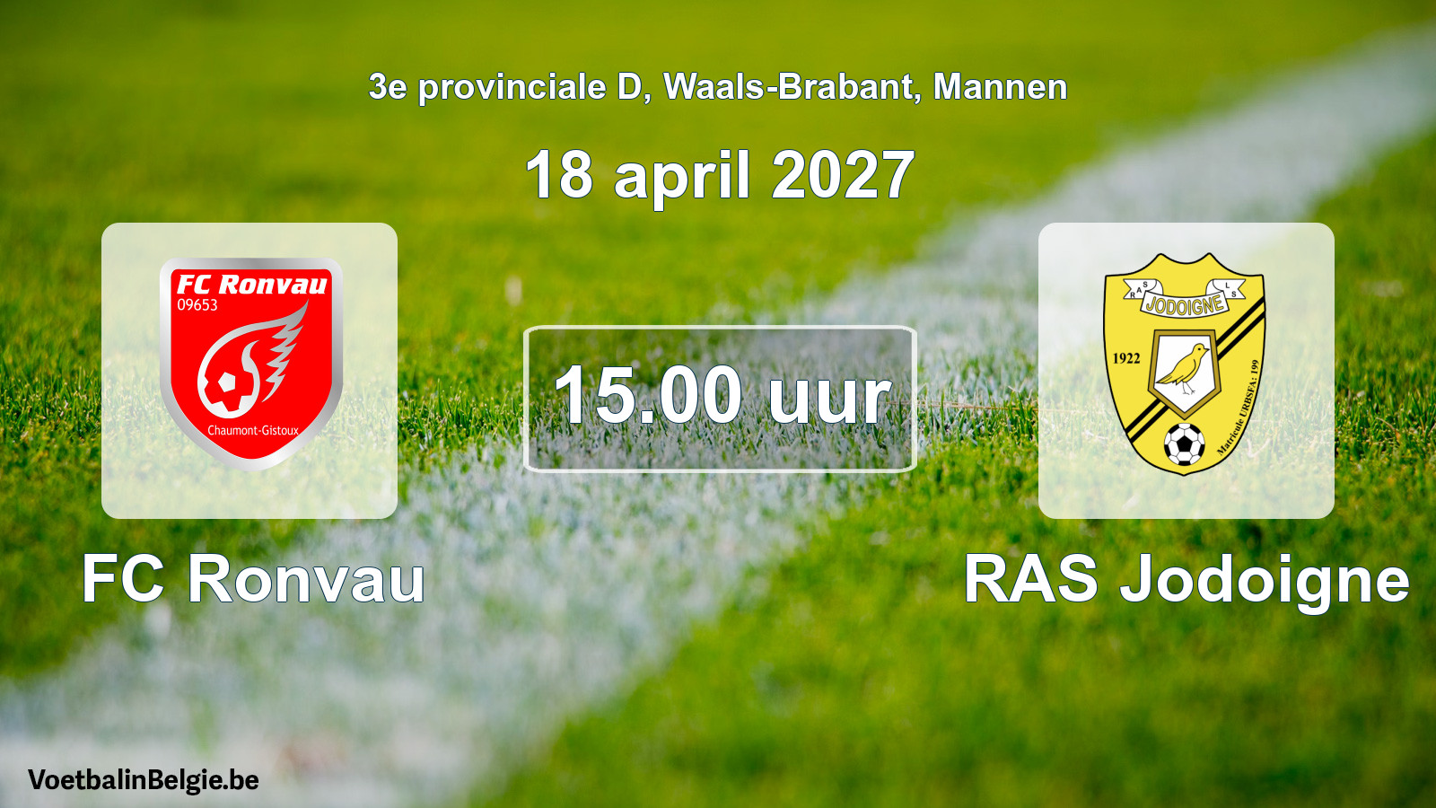 Geplande wedstrijd mannenvoetbal: FC Ronvau - RAS Jodoigne (18 april 2027)
