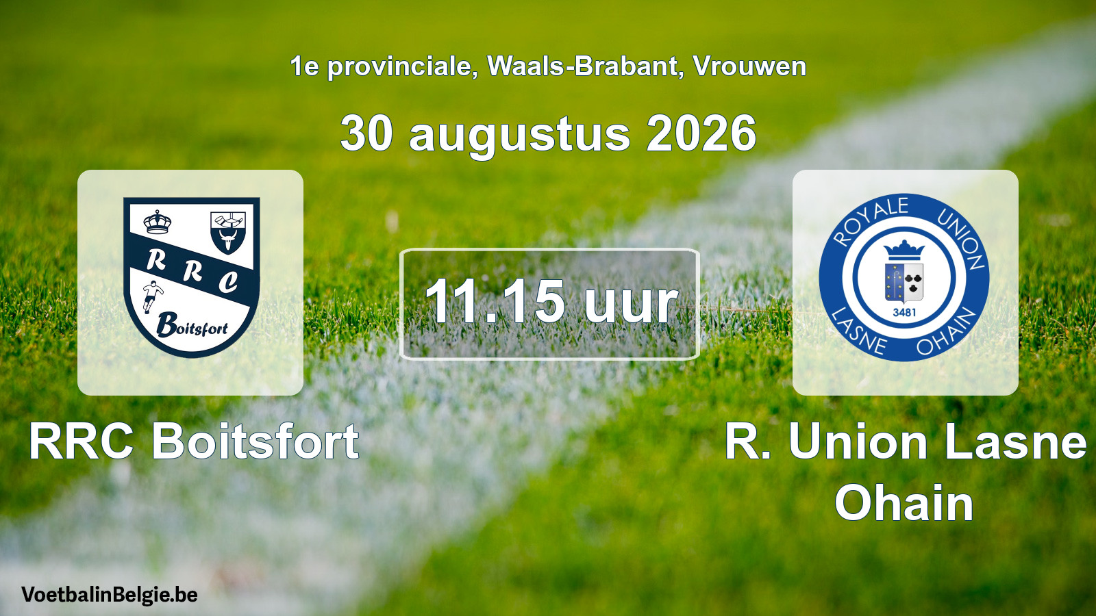 Geplande wedstrijd vrouwenvoetbal: RRC Boitsfort - R. Union Lasne Ohain (30 augustus 2026)