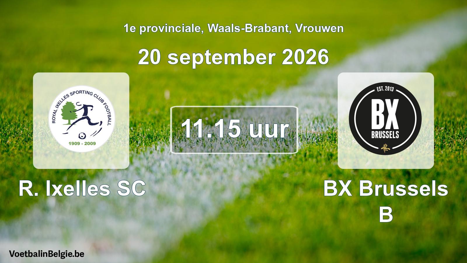 Geplande wedstrijd vrouwenvoetbal: R. Ixelles SC - BX Brussels B (20 september 2026)