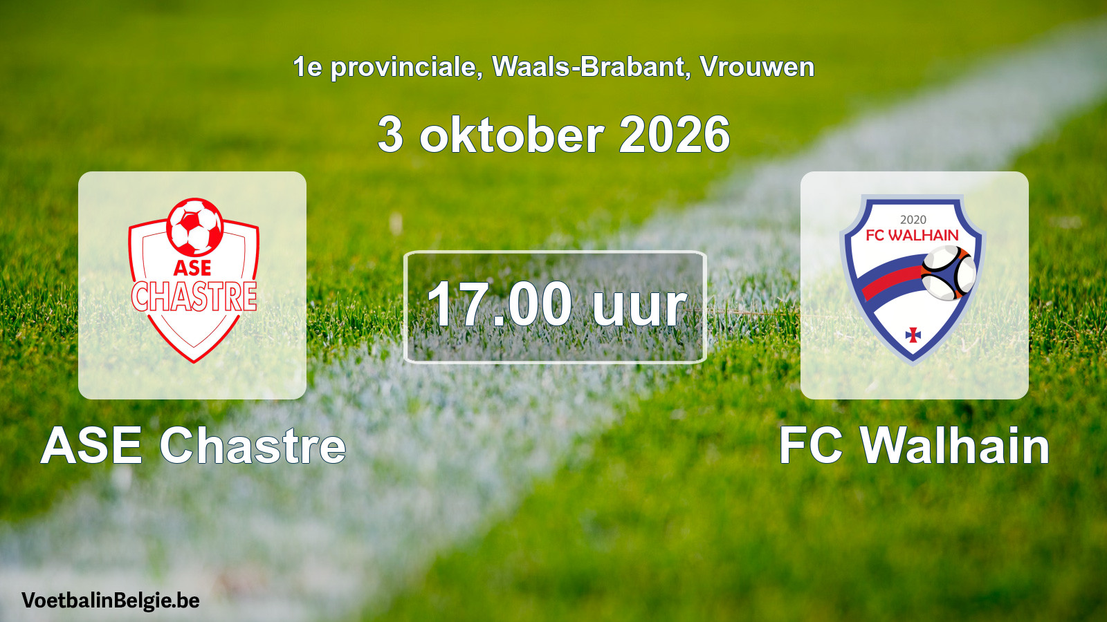 Geplande wedstrijd vrouwenvoetbal: ASE Chastre - FC Walhain (3 oktober 2026)