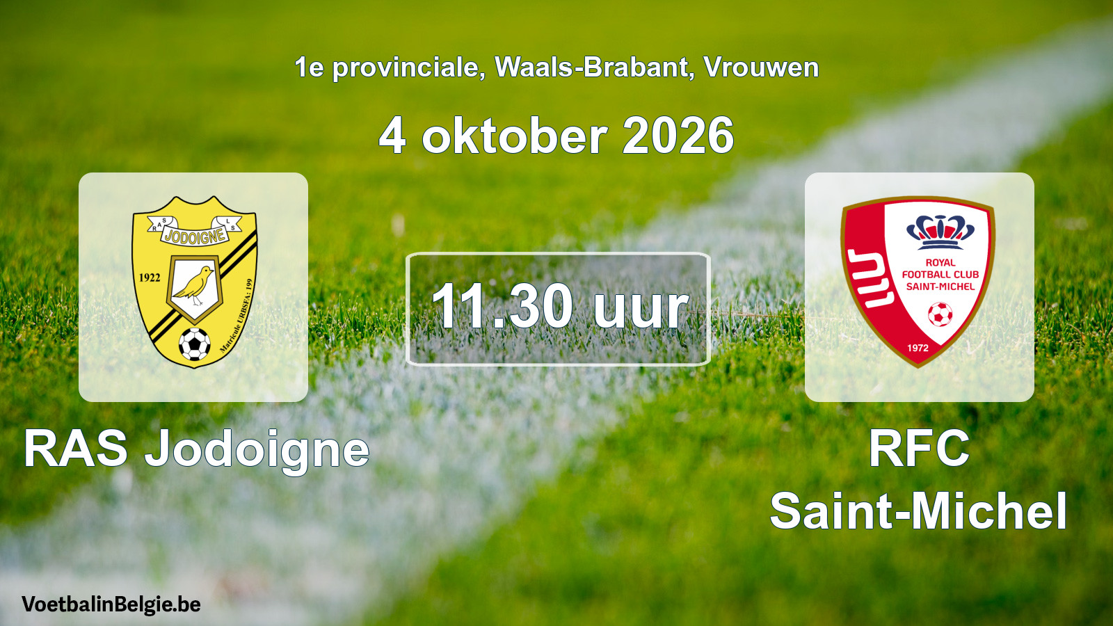 Geplande wedstrijd vrouwenvoetbal: RAS Jodoigne - RFC Saint-Michel (4 oktober 2026)