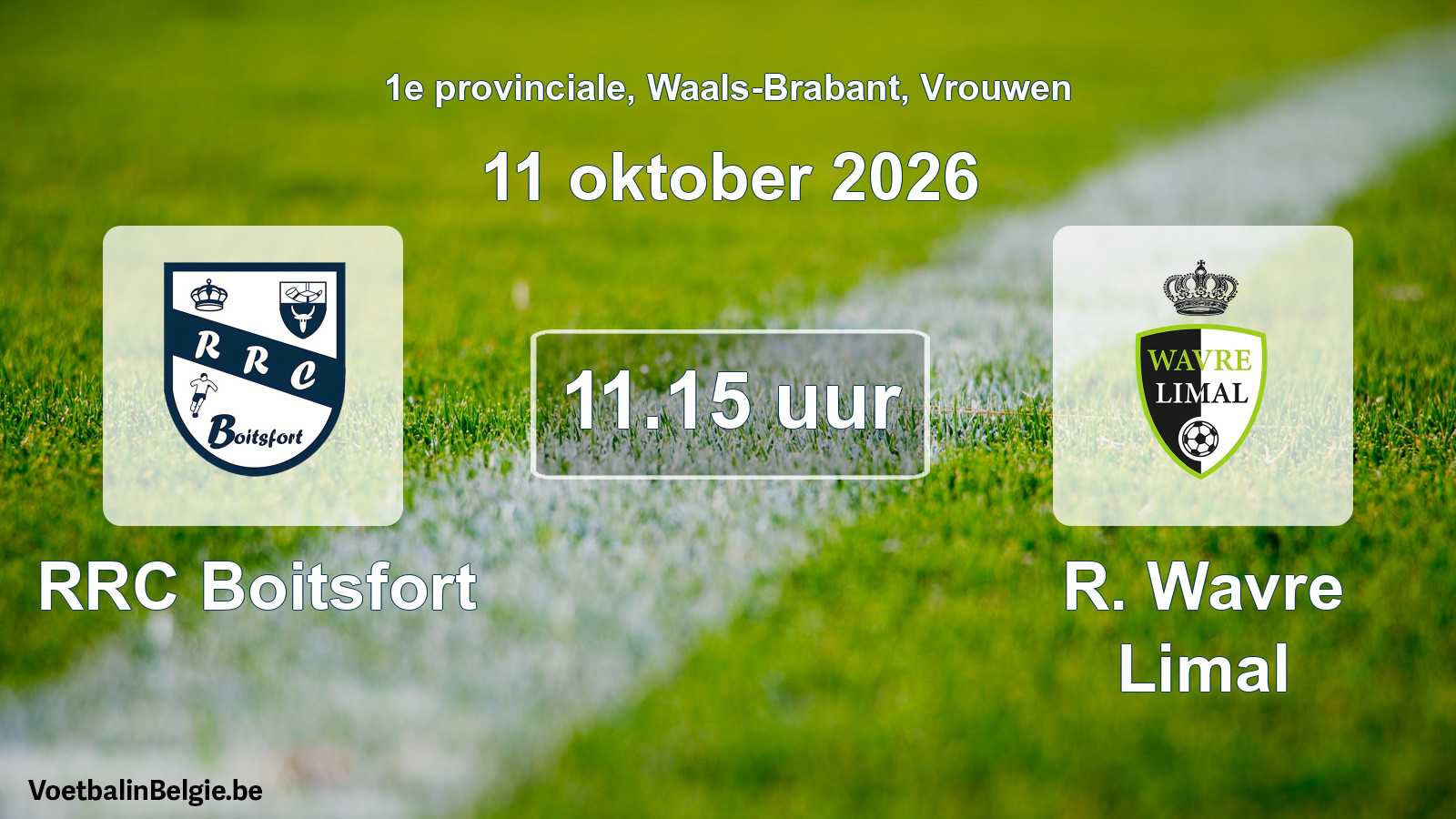 Geplande wedstrijd vrouwenvoetbal: RRC Boitsfort - R. Wavre Limal (11 oktober 2026)