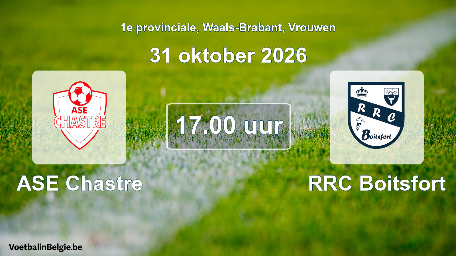 Geplande wedstrijd vrouwenvoetbal: ASE Chastre - RRC Boitsfort (31 oktober 2026)