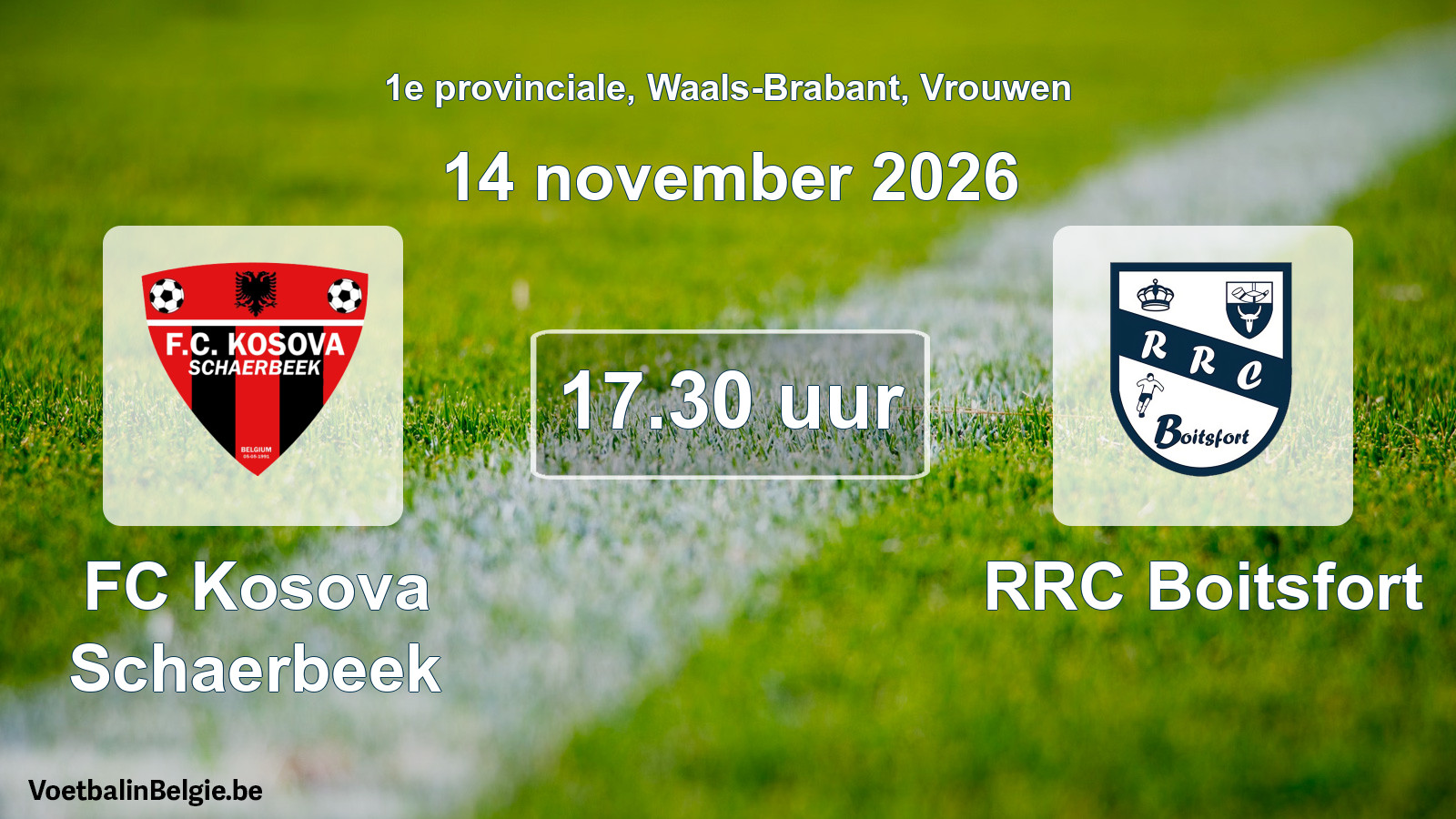 Geplande wedstrijd vrouwenvoetbal: FC Kosova Schaerbeek - RRC Boitsfort (14 november 2026)