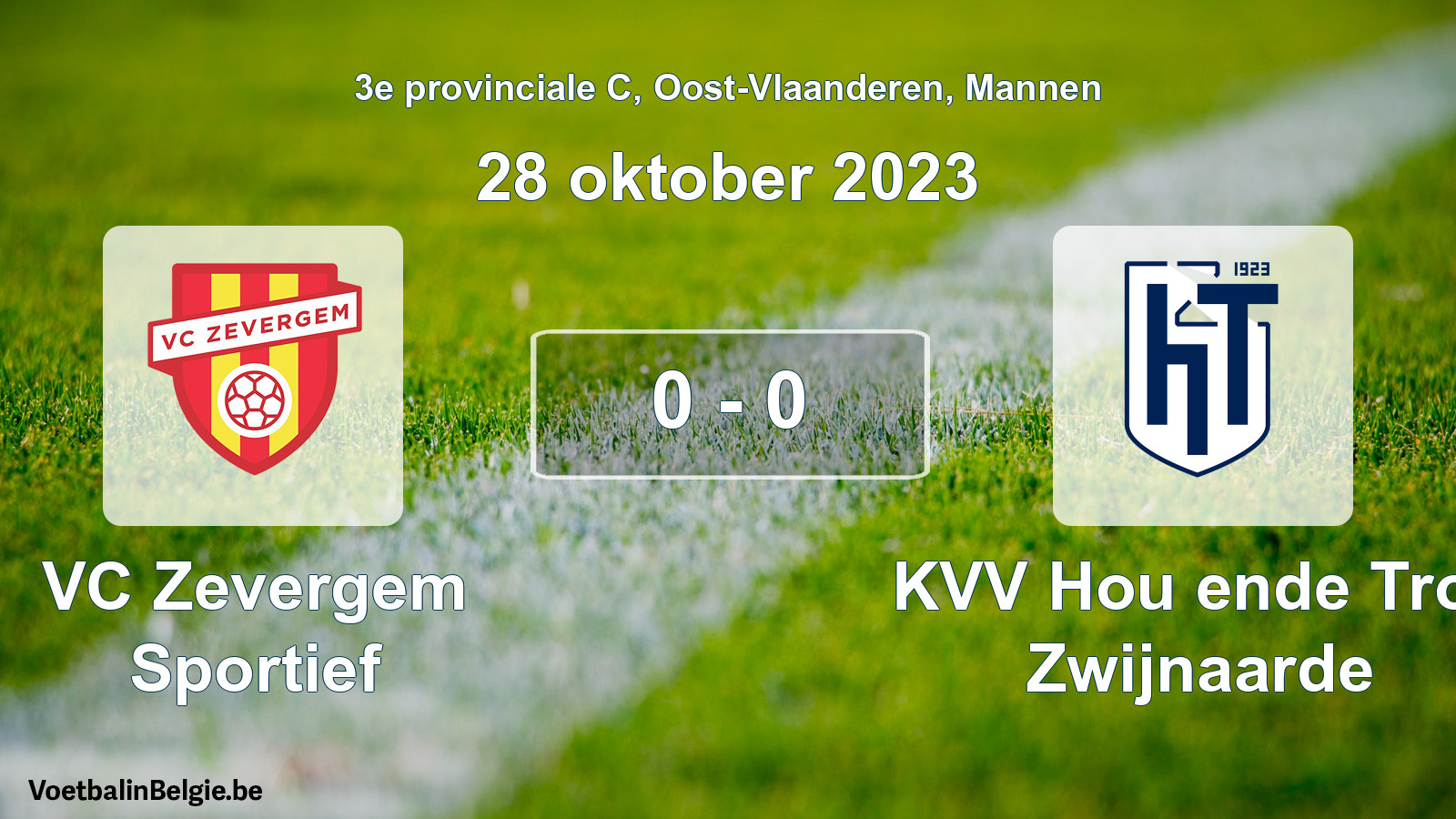 Gespeelde wedstrijd mannenvoetbal: VC Zevergem Sportief - KVV Hou ende Trou Zwijnaarde 0 - 0 (28 oktober 2023)