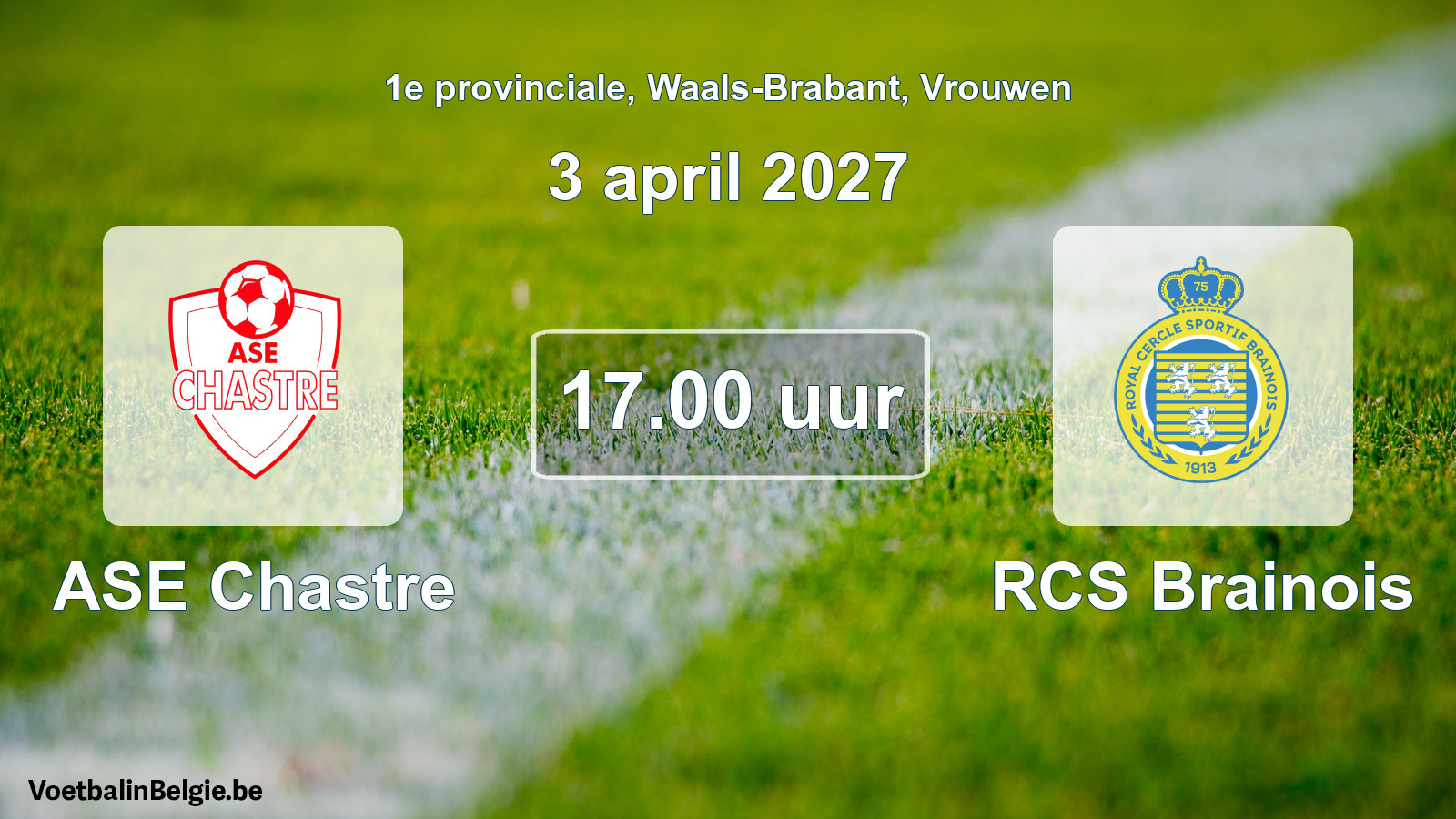 Geplande wedstrijd vrouwenvoetbal: ASE Chastre - RCS Brainois (3 april 2027)