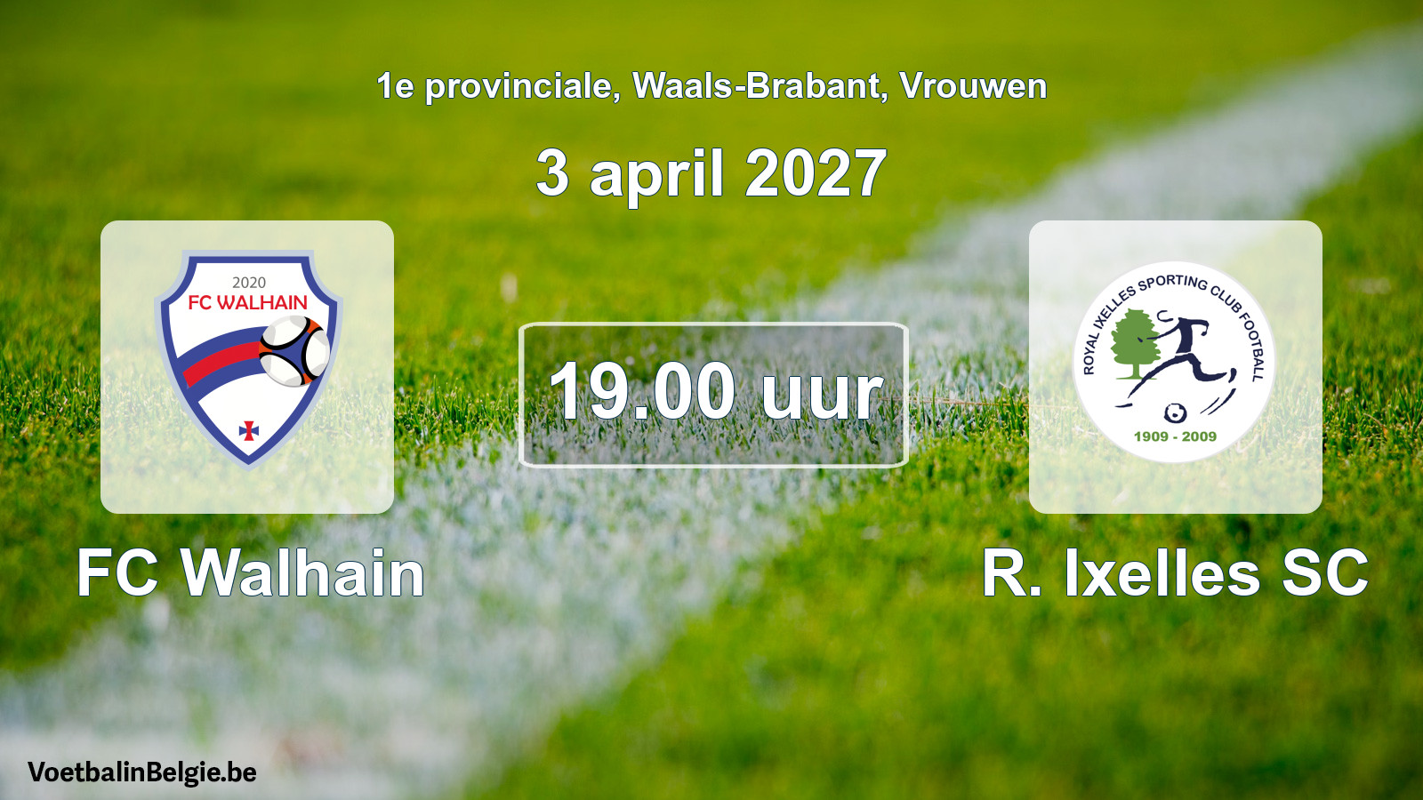 Geplande wedstrijd vrouwenvoetbal: FC Walhain - R. Ixelles SC (3 april 2027)