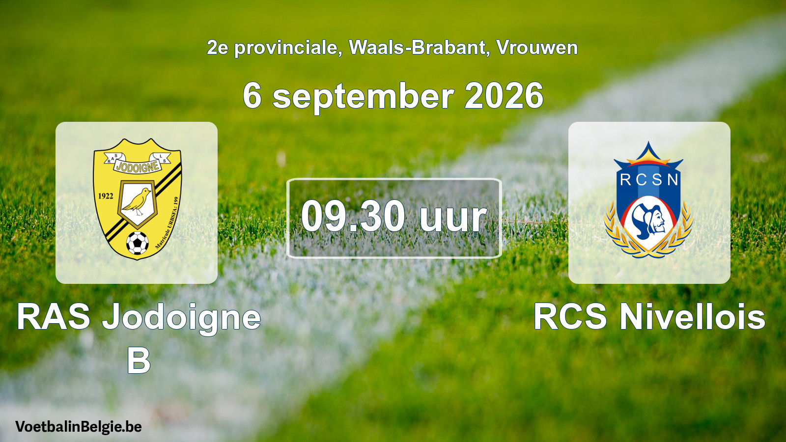 Geplande wedstrijd vrouwenvoetbal: RAS Jodoigne B - RCS Nivellois (6 september 2026)