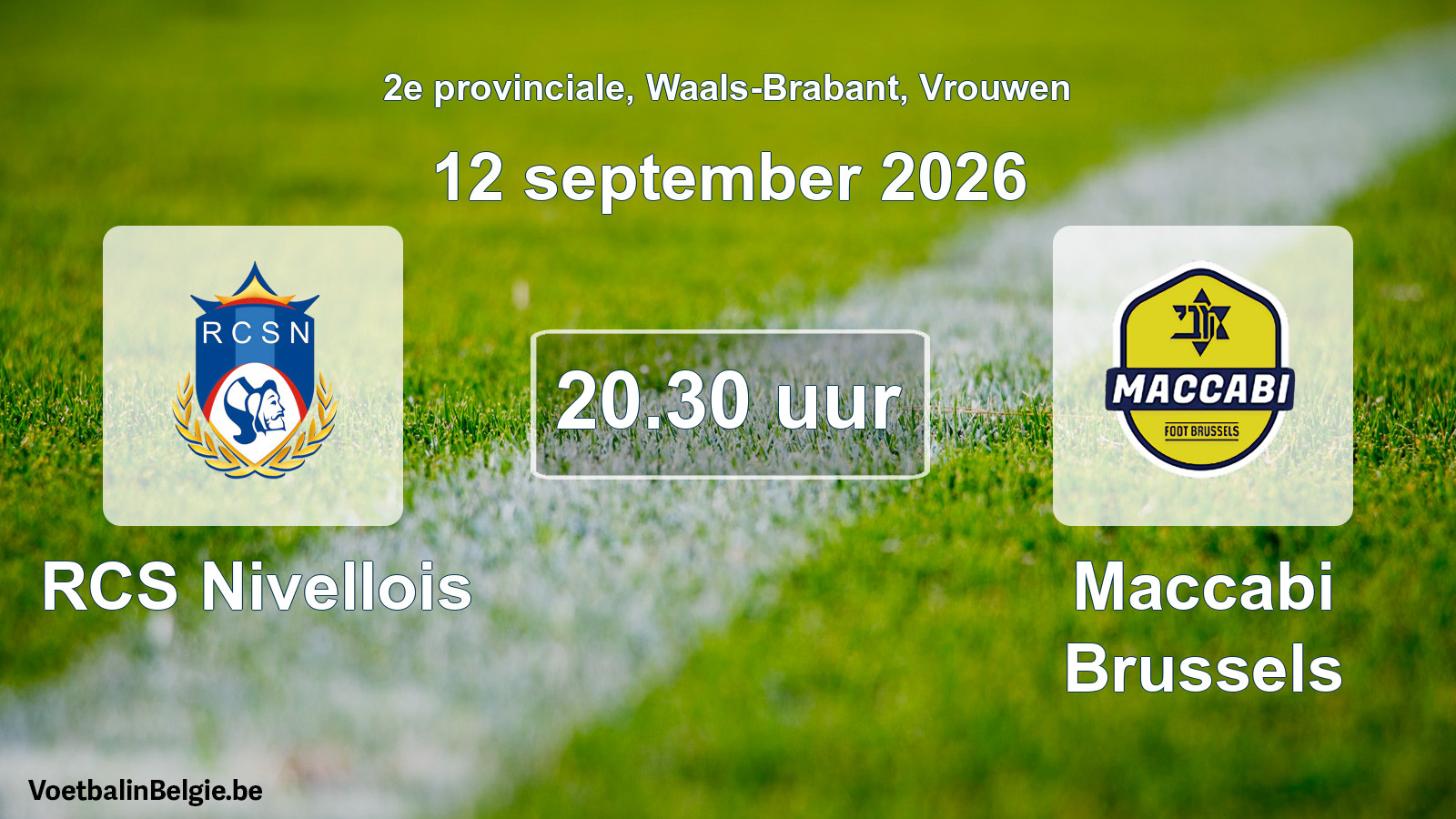 Geplande wedstrijd vrouwenvoetbal: RCS Nivellois - Maccabi Brussels (12 september 2026)
