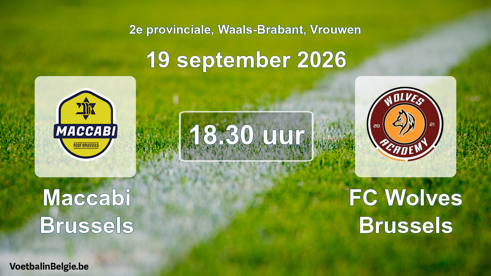Geplande wedstrijd vrouwenvoetbal: Maccabi Brussels - FC Wolves Brussels (19 september 2026)