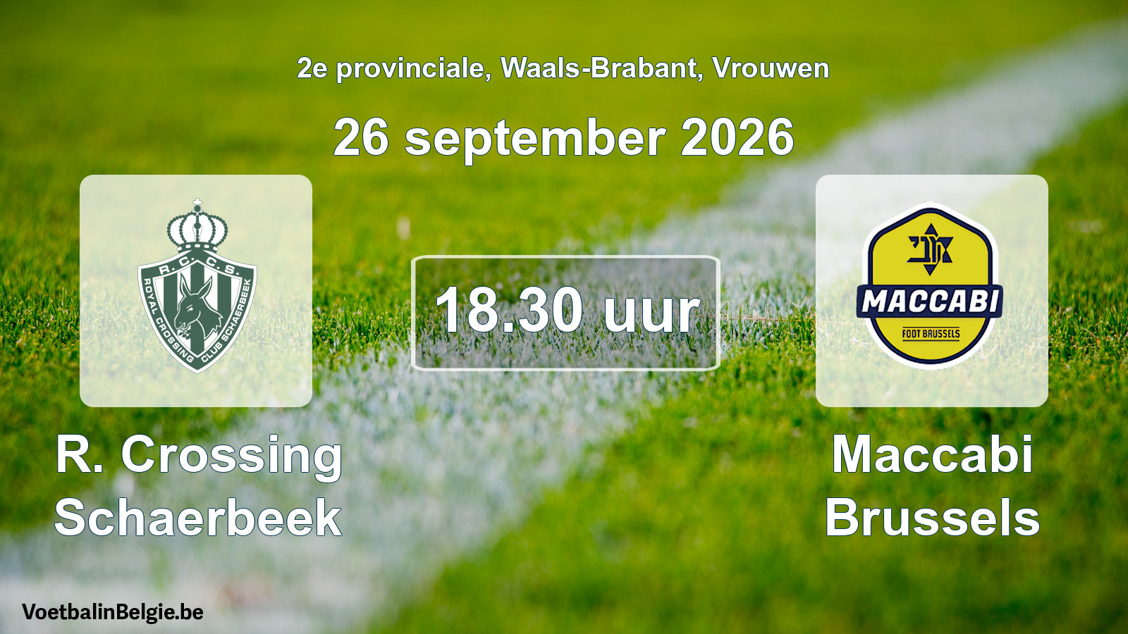 Geplande wedstrijd vrouwenvoetbal: R. Crossing Schaerbeek - Maccabi Brussels (26 september 2026)