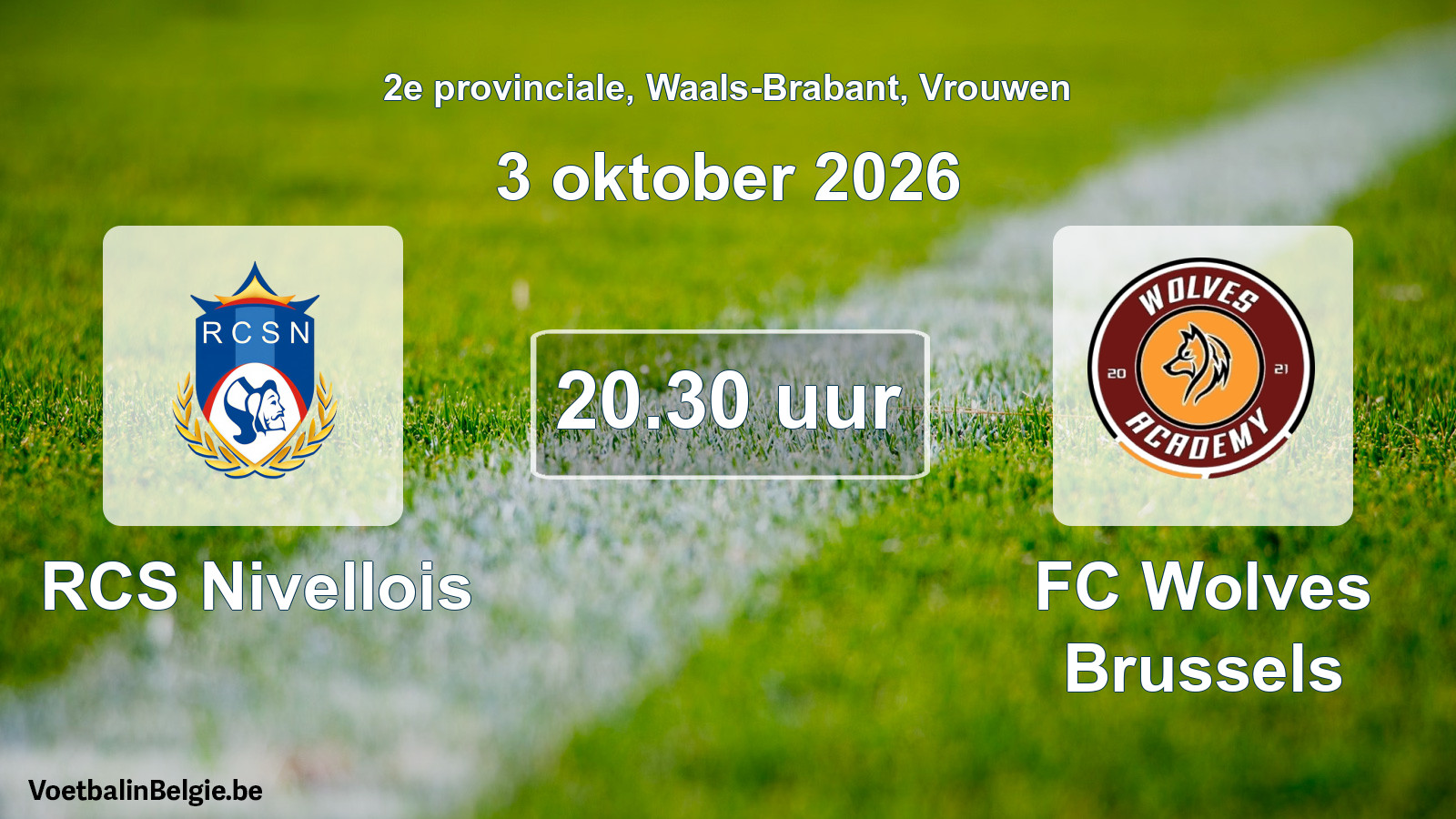 Geplande wedstrijd vrouwenvoetbal: RCS Nivellois - FC Wolves Brussels (3 oktober 2026)