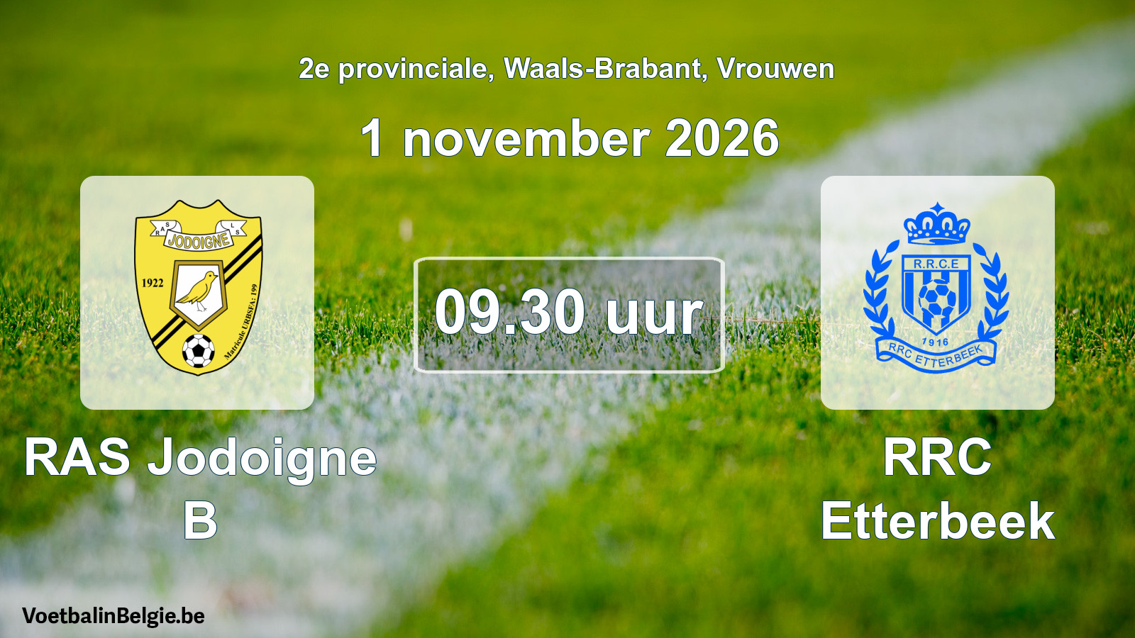 Geplande wedstrijd vrouwenvoetbal: RAS Jodoigne B - RRC Etterbeek (1 november 2026)