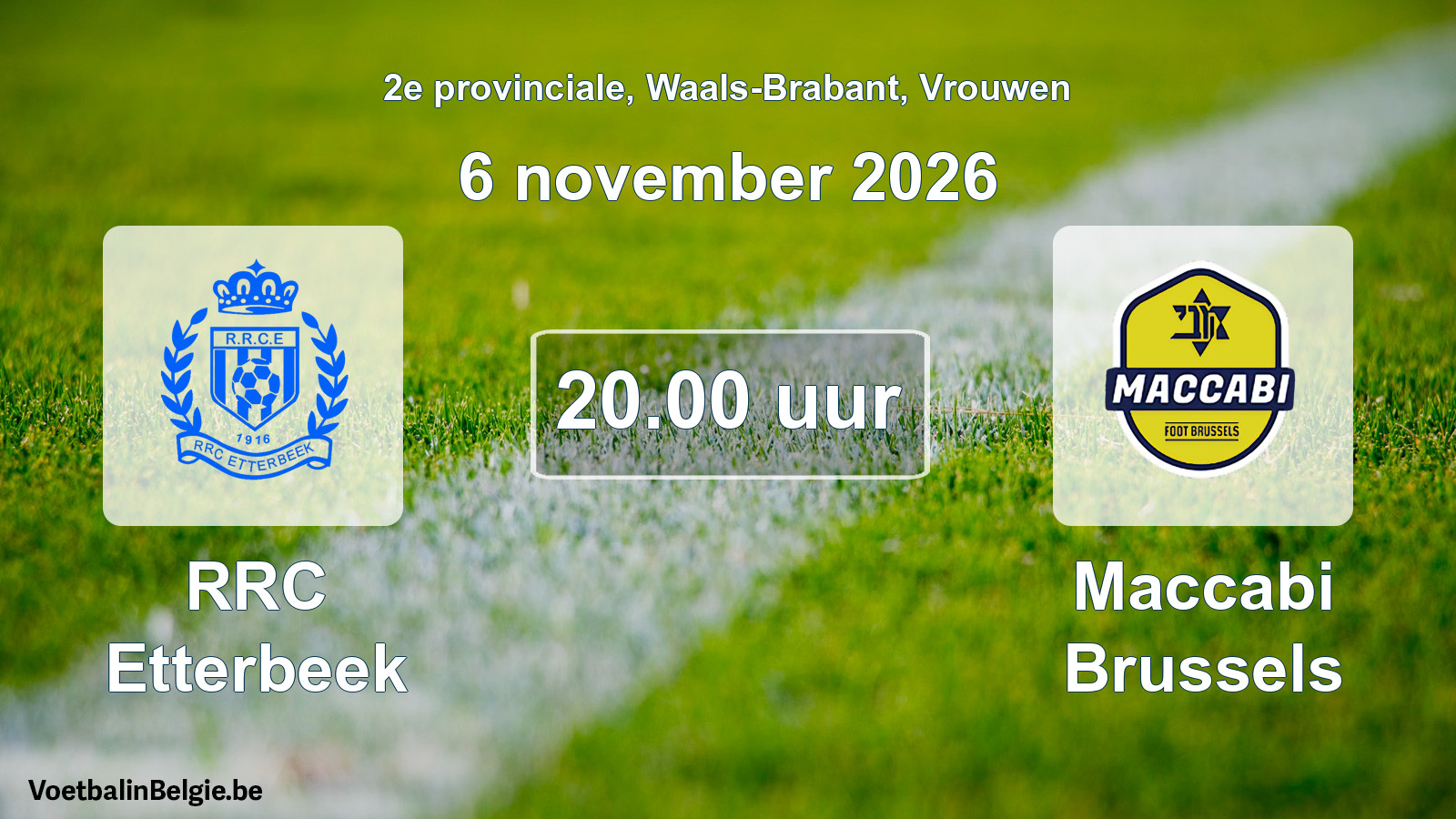 Geplande wedstrijd vrouwenvoetbal: RRC Etterbeek - Maccabi Brussels (6 november 2026)