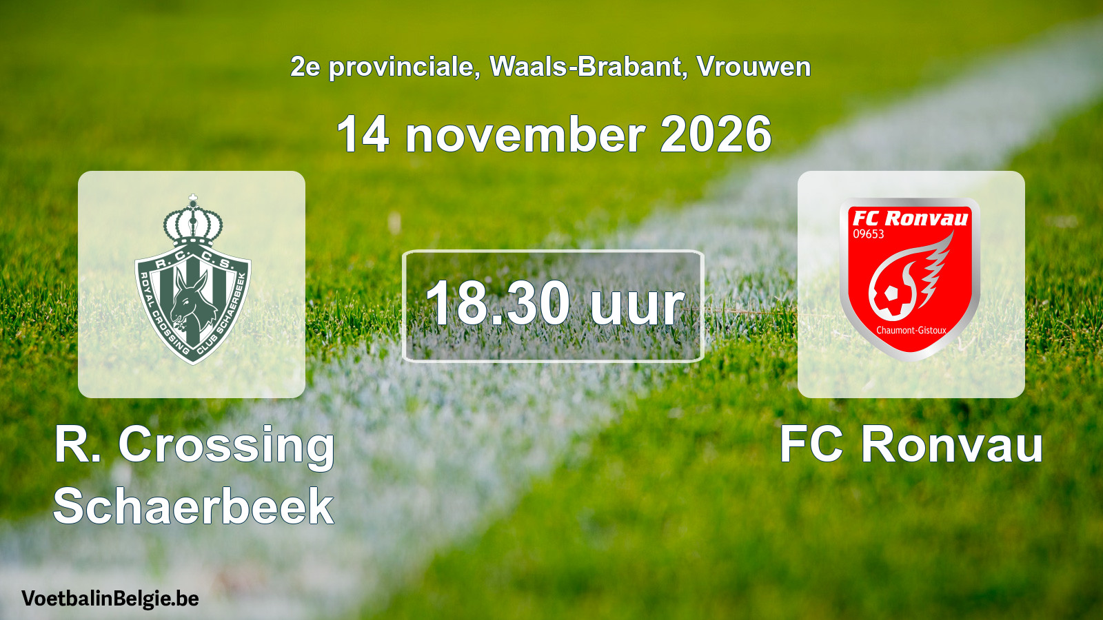 Geplande wedstrijd vrouwenvoetbal: R. Crossing Schaerbeek - FC Ronvau (14 november 2026)