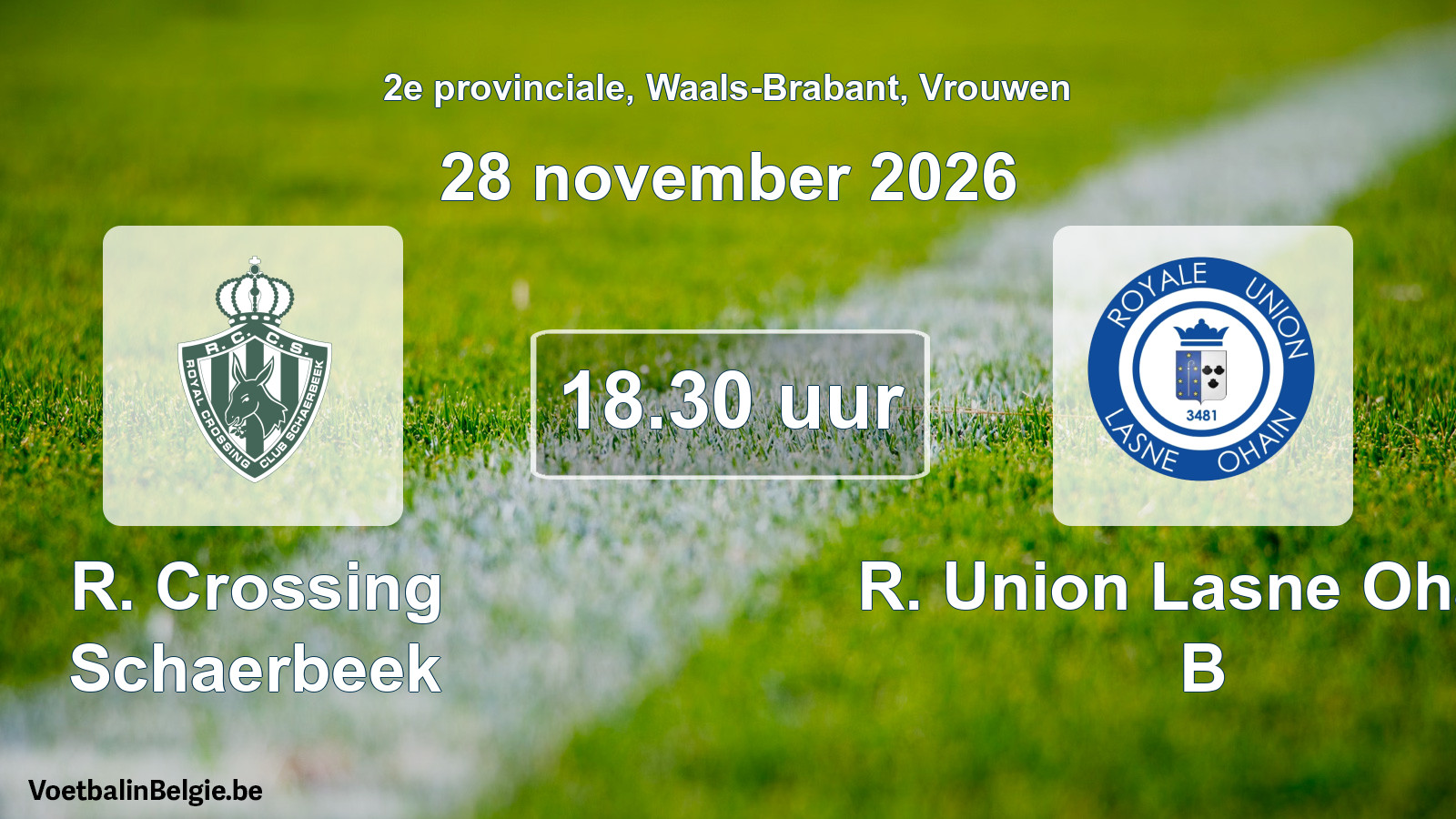 Geplande wedstrijd vrouwenvoetbal: R. Crossing Schaerbeek - R. Union Lasne Ohain B (28 november 2026)