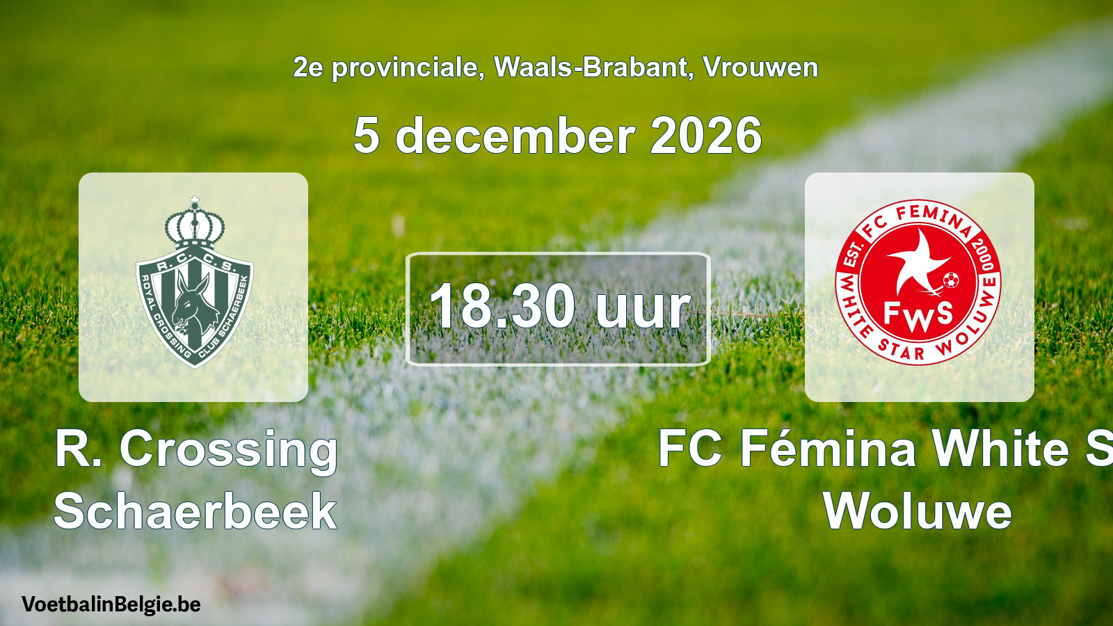 Geplande wedstrijd vrouwenvoetbal: R. Crossing Schaerbeek - FC Fémina White Star Woluwe (5 december 2026)