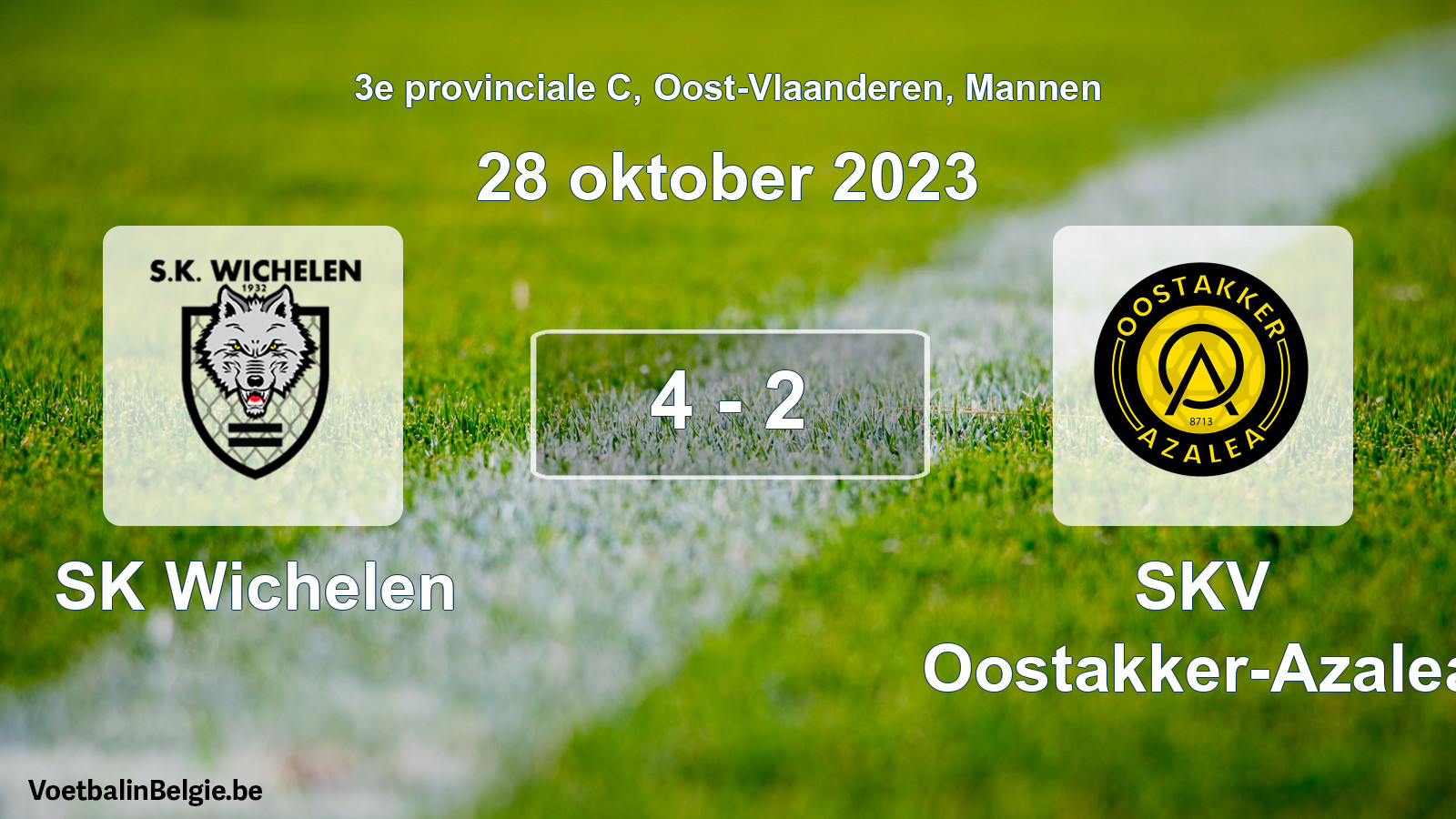 Gespeelde wedstrijd mannenvoetbal: SK Wichelen - SKV Oostakker-Azalea 4 - 2 (28 oktober 2023)