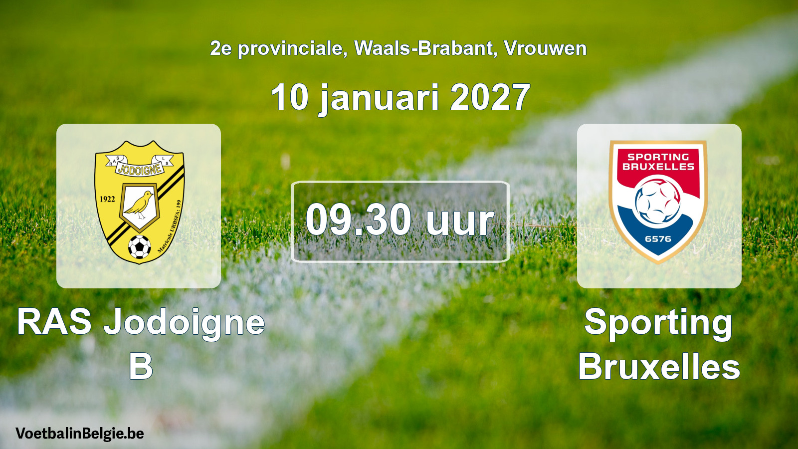 Geplande wedstrijd vrouwenvoetbal: RAS Jodoigne B - Sporting Bruxelles (10 januari 2027)