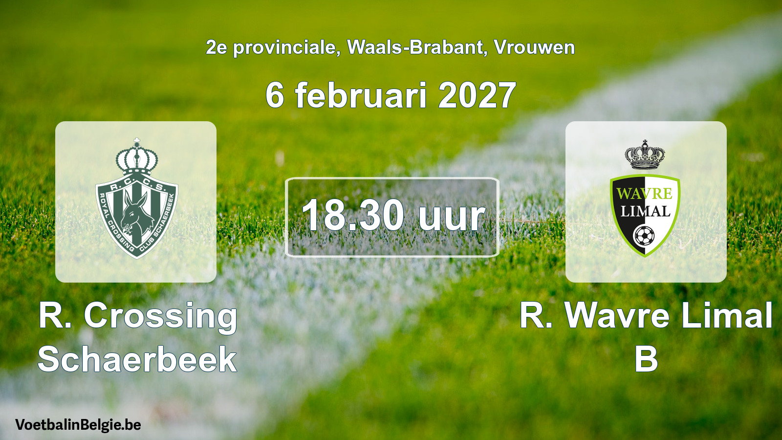 Geplande wedstrijd vrouwenvoetbal: R. Crossing Schaerbeek - R. Wavre Limal B (6 februari 2027)