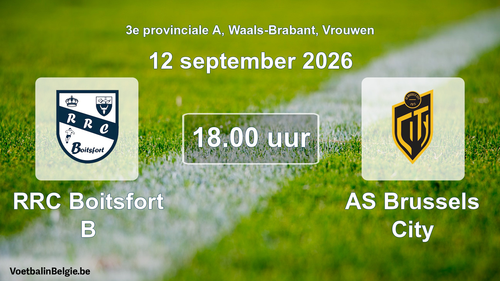 Geplande wedstrijd vrouwenvoetbal: RRC Boitsfort B - AS Brussels City (12 september 2026)