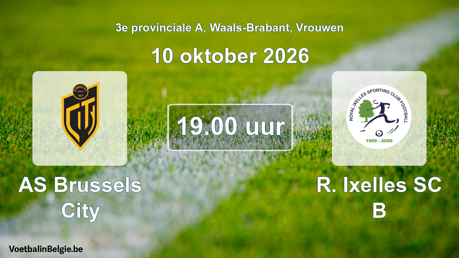 Geplande wedstrijd vrouwenvoetbal: AS Brussels City - R. Ixelles SC B (10 oktober 2026)