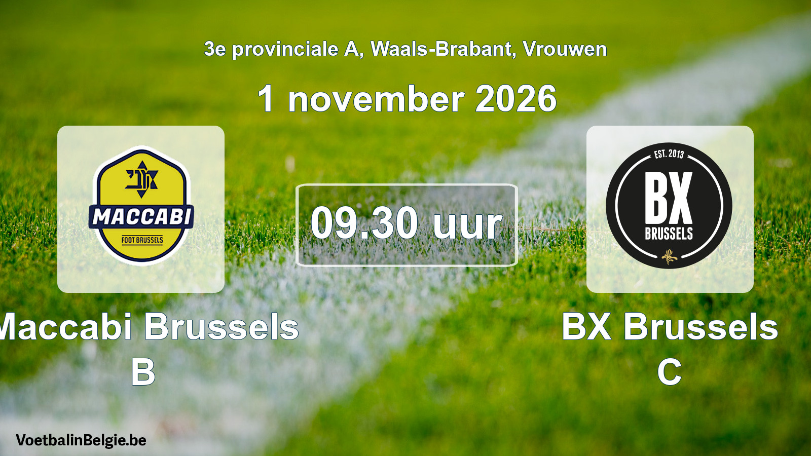 Geplande wedstrijd vrouwenvoetbal: Maccabi Brussels B - BX Brussels C (1 november 2026)