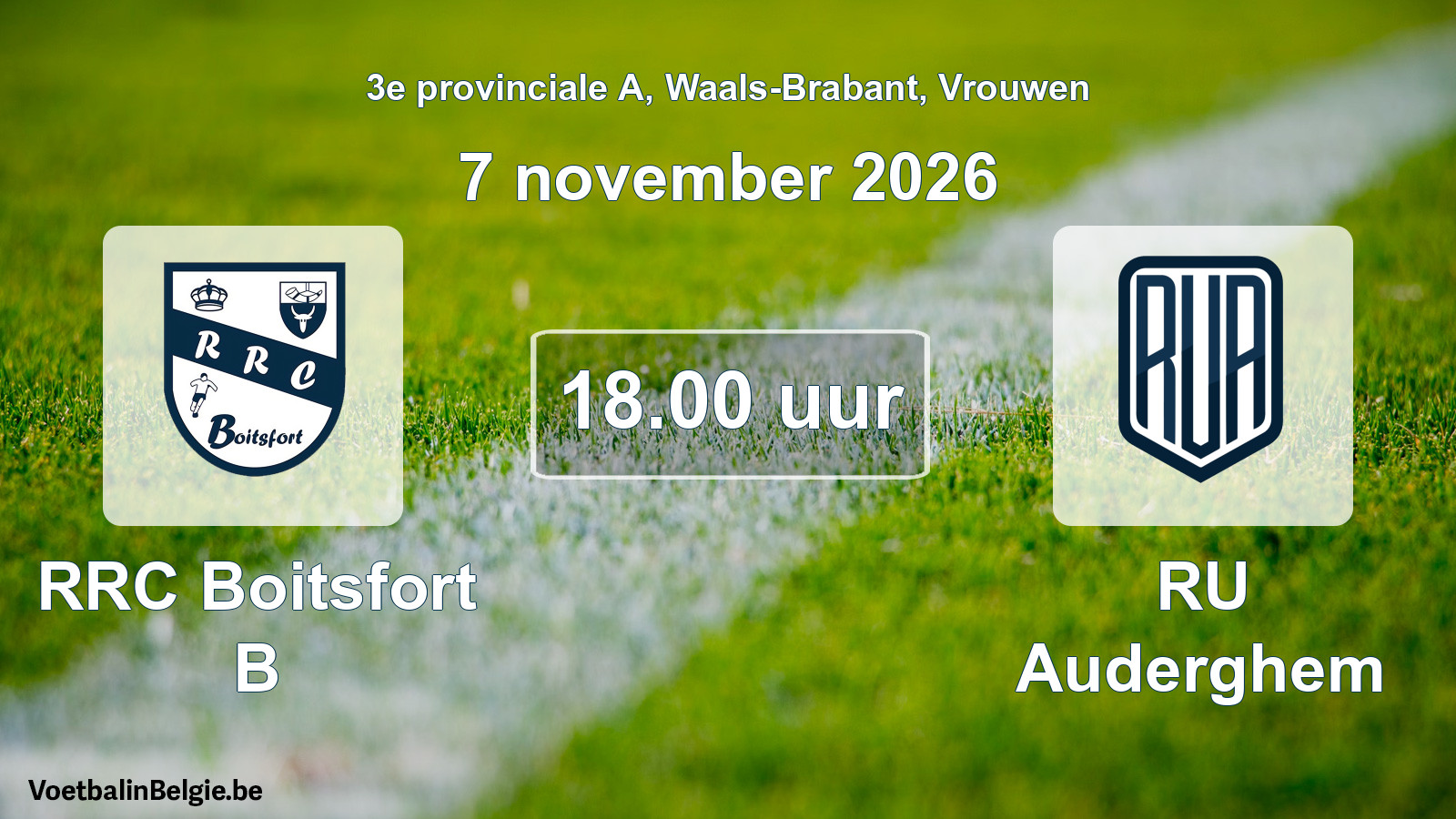 Geplande wedstrijd vrouwenvoetbal: RRC Boitsfort B - RU Auderghem (7 november 2026)