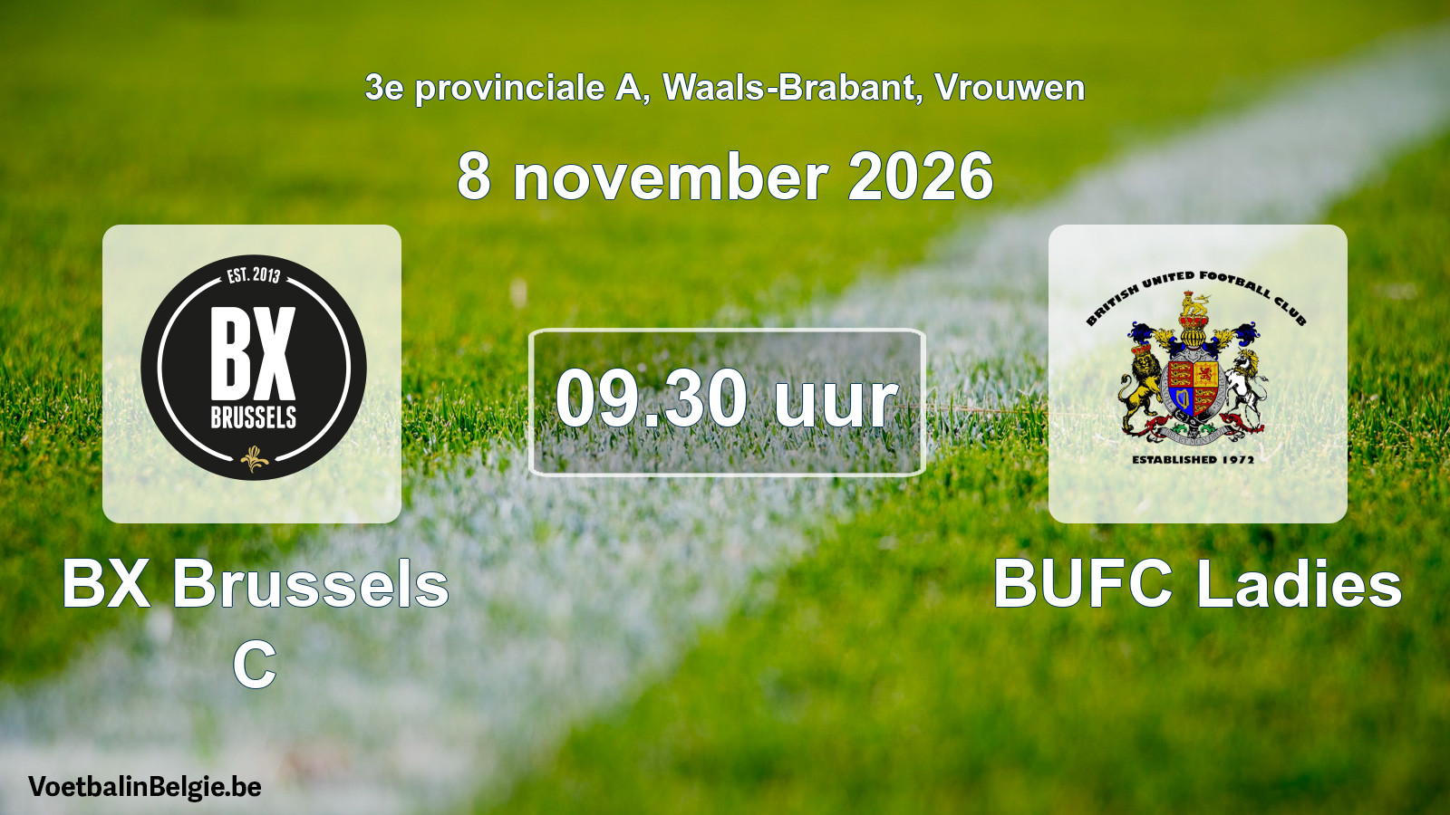 Geplande wedstrijd vrouwenvoetbal: BX Brussels C - BUFC Ladies (8 november 2026)