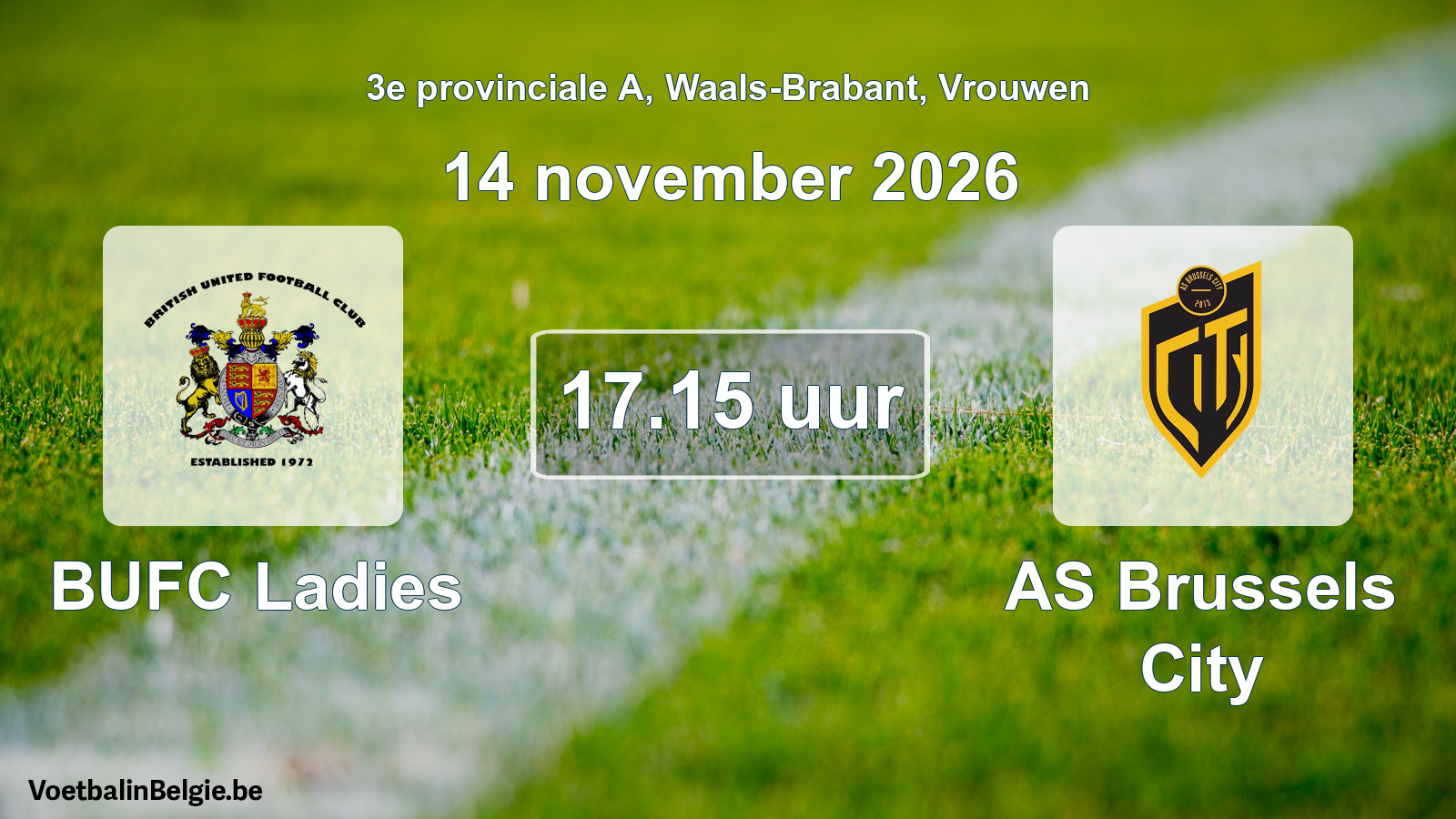 Geplande wedstrijd vrouwenvoetbal: BUFC Ladies - AS Brussels City (14 november 2026)