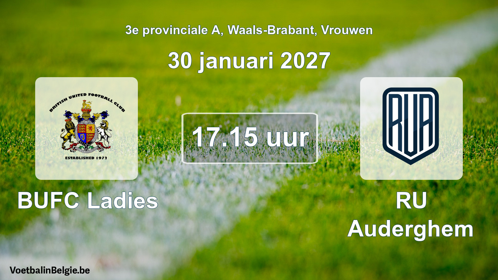 Geplande wedstrijd vrouwenvoetbal: BUFC Ladies - RU Auderghem (30 januari 2027)