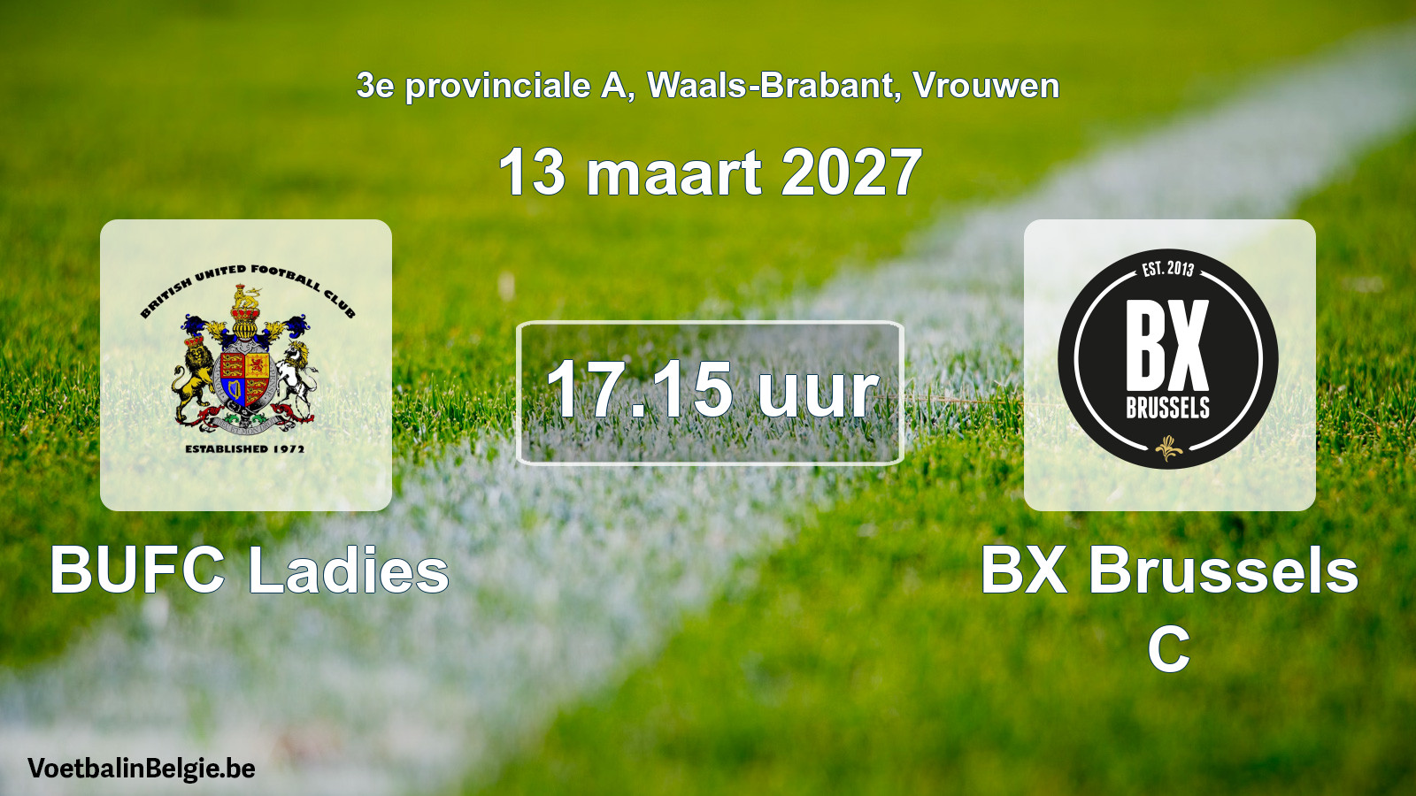 Geplande wedstrijd vrouwenvoetbal: BUFC Ladies - BX Brussels C (13 maart 2027)