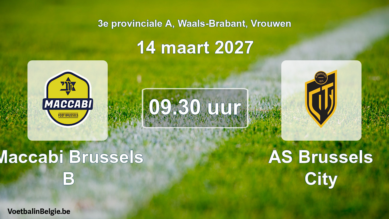 Geplande wedstrijd vrouwenvoetbal: Maccabi Brussels B - AS Brussels City (14 maart 2027)