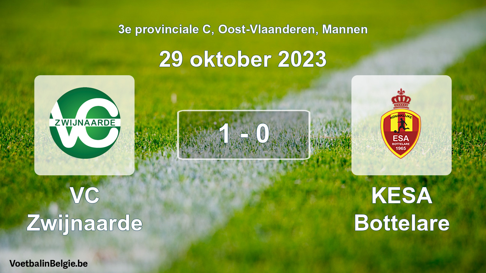 Played match men football: VC Zwijnaarde - KESA Bottelare 1 - 0 (29 October 2023)