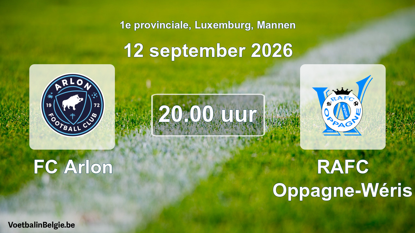 Geplande wedstrijd mannenvoetbal: FC Arlon - RAFC Oppagne-Wéris (12 september 2026)