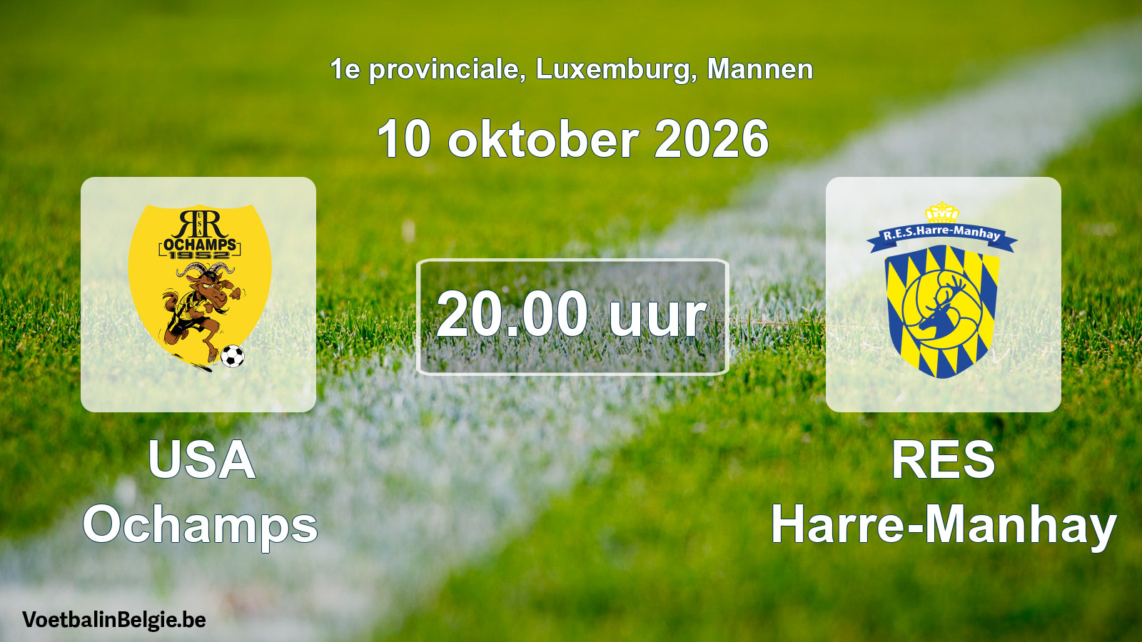 Geplande wedstrijd mannenvoetbal: USA Ochamps - RES Harre-Manhay (10 oktober 2026)