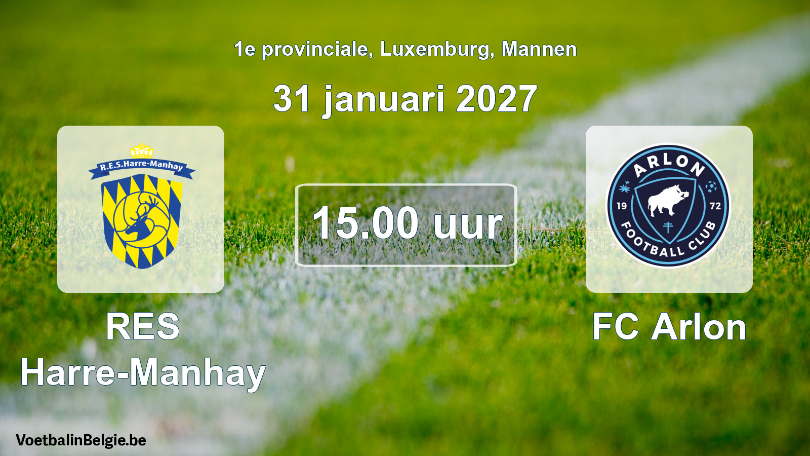 Geplande wedstrijd mannenvoetbal: RES Harre-Manhay - FC Arlon (31 januari 2027)