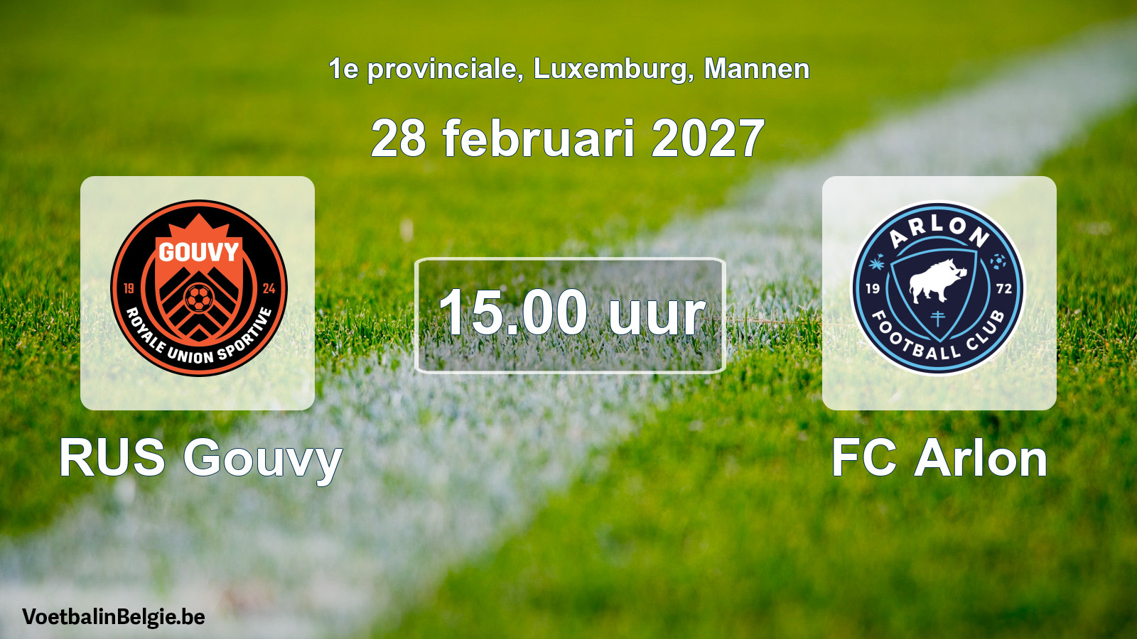 Geplande wedstrijd mannenvoetbal: RUS Gouvy - FC Arlon (28 februari 2027)