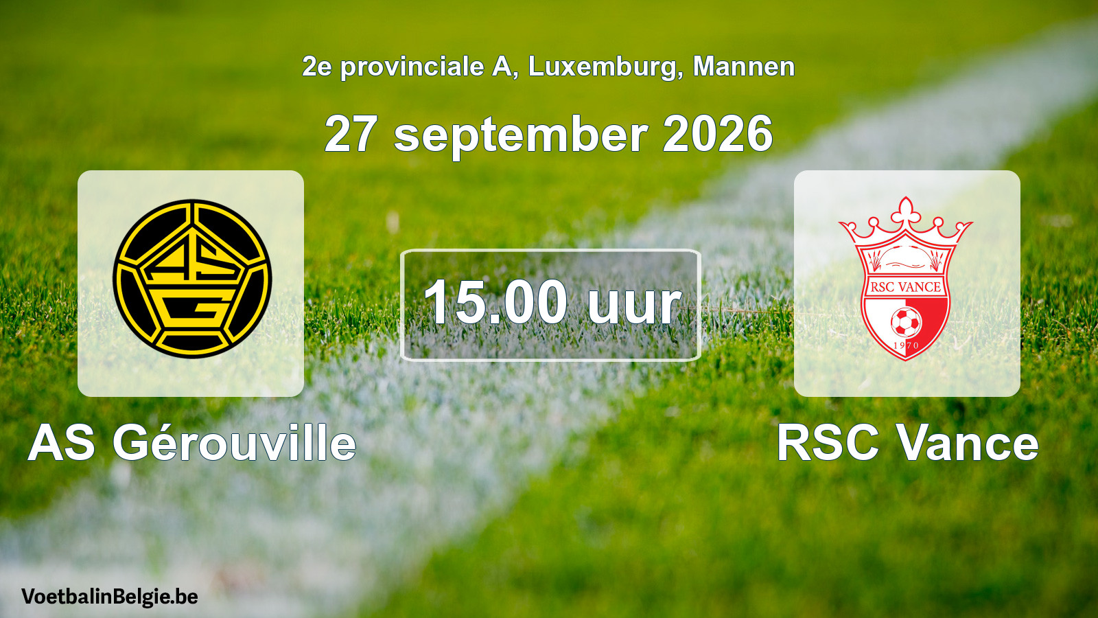 Scheduled match men football: AS Gérouville - RSC Vance (27 September 2026)