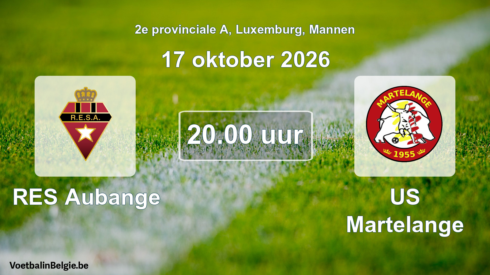 Match prévu football hommes: RES Aubange - US Martelange (17 octobre 2026)