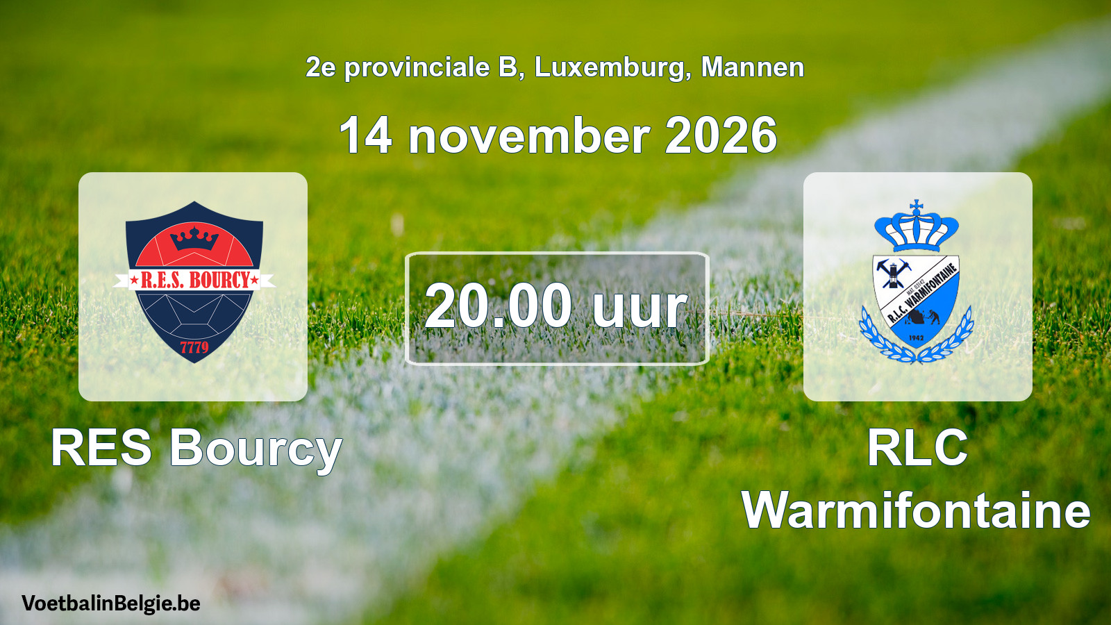 Match prévu football hommes: RES Bourcy - RLC Warmifontaine (14 novembre 2026)