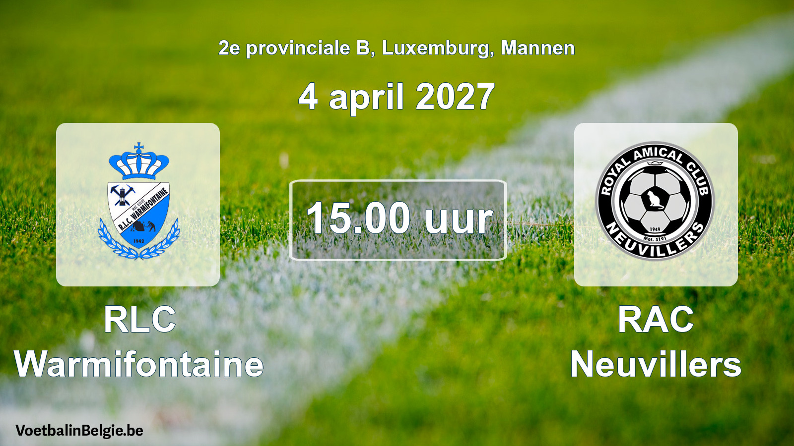 Match prévu football hommes: RLC Warmifontaine - RAC Neuvillers (4 avril 2027)