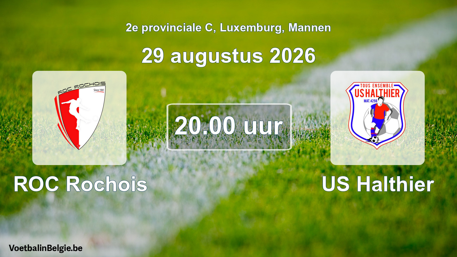Match prévu football hommes: ROC Rochois - US Halthier (29 août 2026)