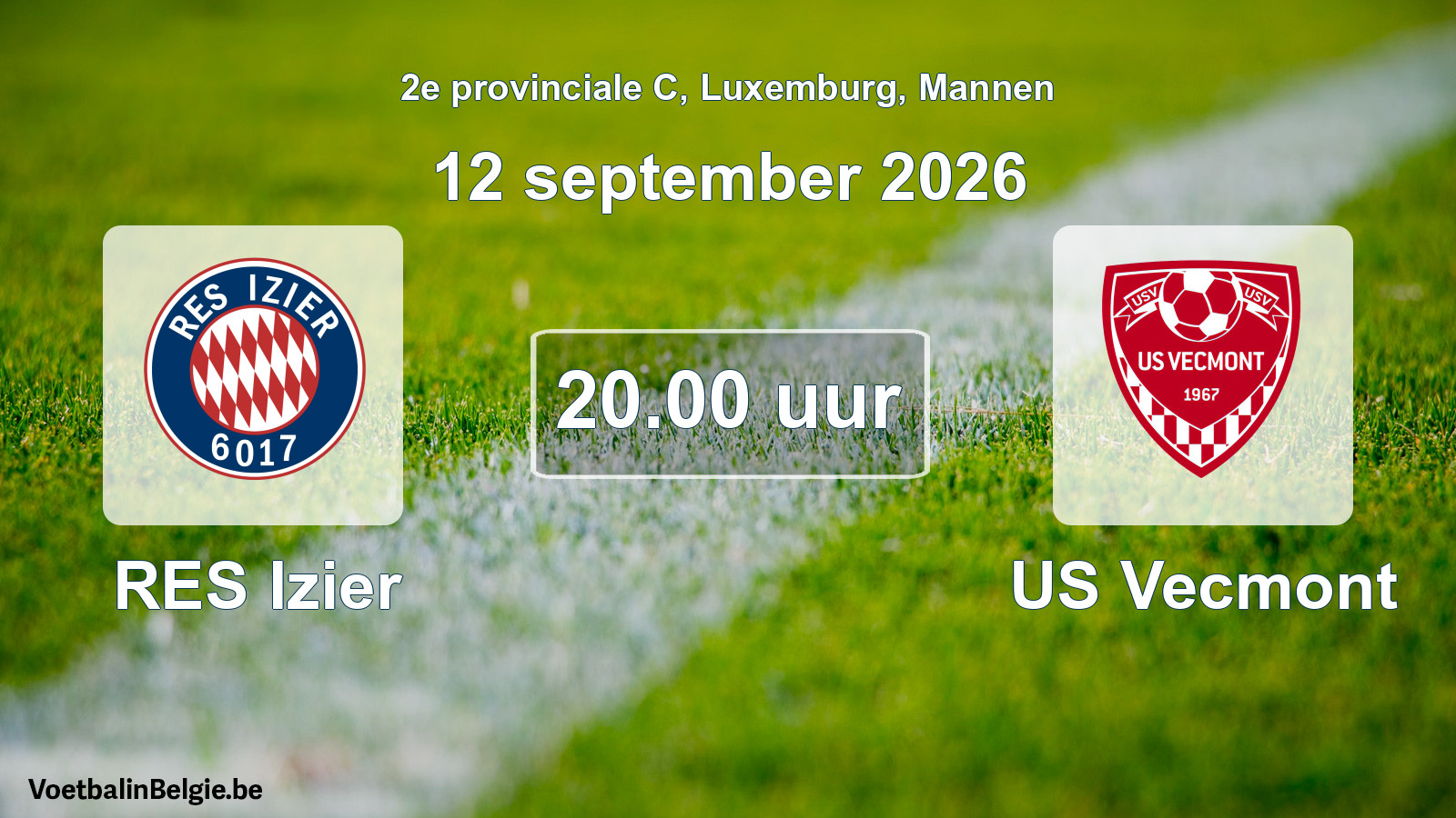Geplande wedstrijd mannenvoetbal: RES Izier - US Vecmont (12 september 2026)