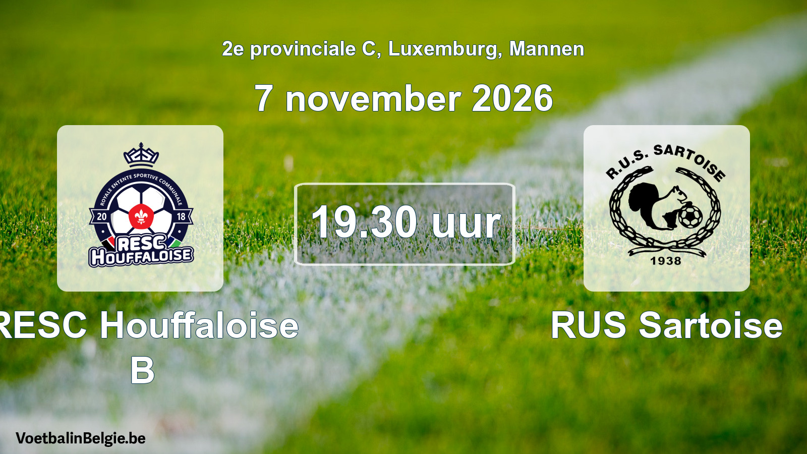 Geplande wedstrijd mannenvoetbal: RESC Houffaloise B - RUS Sartoise (7 november 2026)