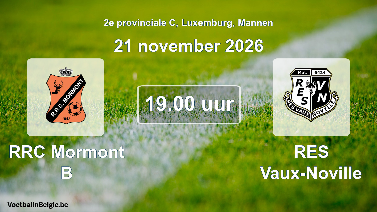 Geplande wedstrijd mannenvoetbal: RRC Mormont B - RES Vaux-Noville (21 november 2026)