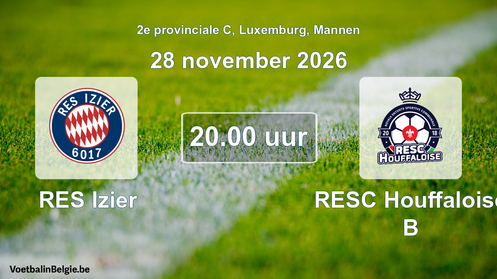 Geplande wedstrijd mannenvoetbal: RES Izier - RESC Houffaloise B (28 november 2026)