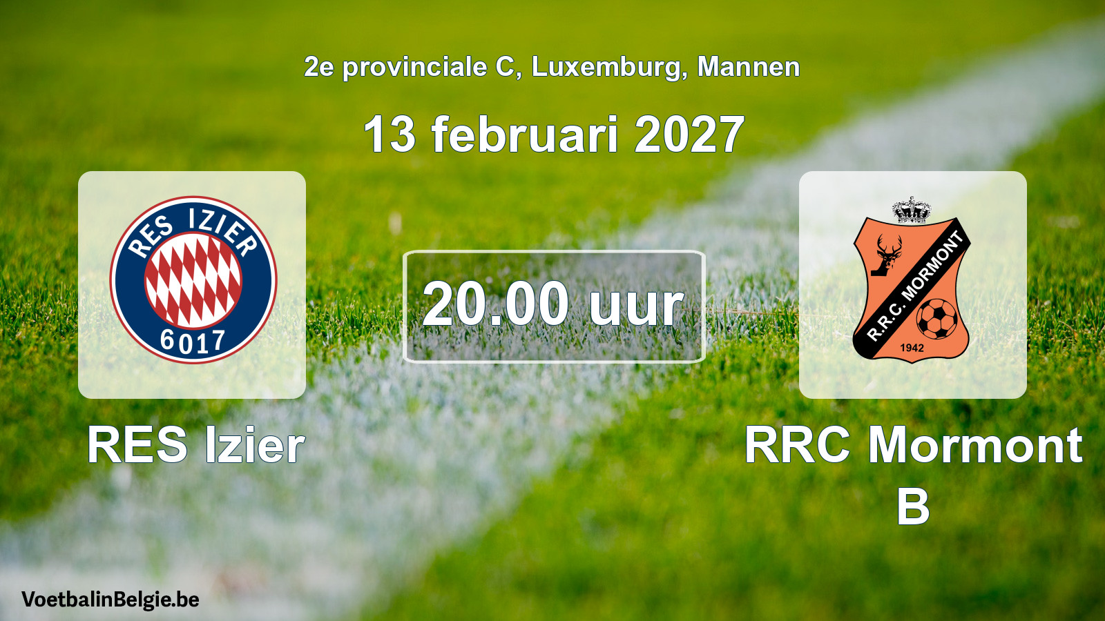 Geplande wedstrijd mannenvoetbal: RES Izier - RRC Mormont B (13 februari 2027)